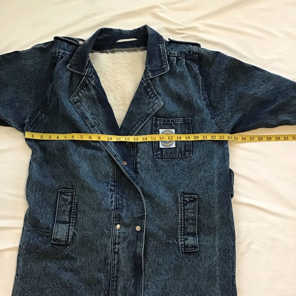 Unbranded Women Blue Denim Trench Coat with White Faux Fur Lining L - Picture 11 of 16